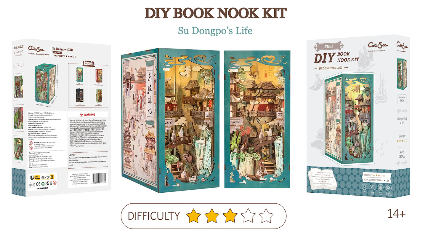 BOOK NOOK KIT - DIY - La Vie de Su Dongpo - 280pc + Eclairage LED