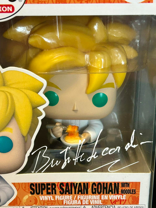 Pop Dragon Ball Z #951 Gohan (Eating Noodles) figure autographed by Brigitte Lecordier