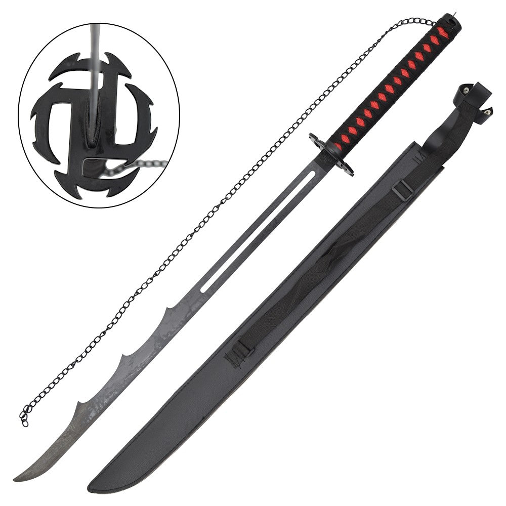 KATANA ORNEMENTAL L'ÉVOLUTION DE TENSA ZANGETSU (HEAVEN CHAIN SLAYING MOON), BANKAI NODACHI PAR KUROSAKI ICHIGO BLEACH