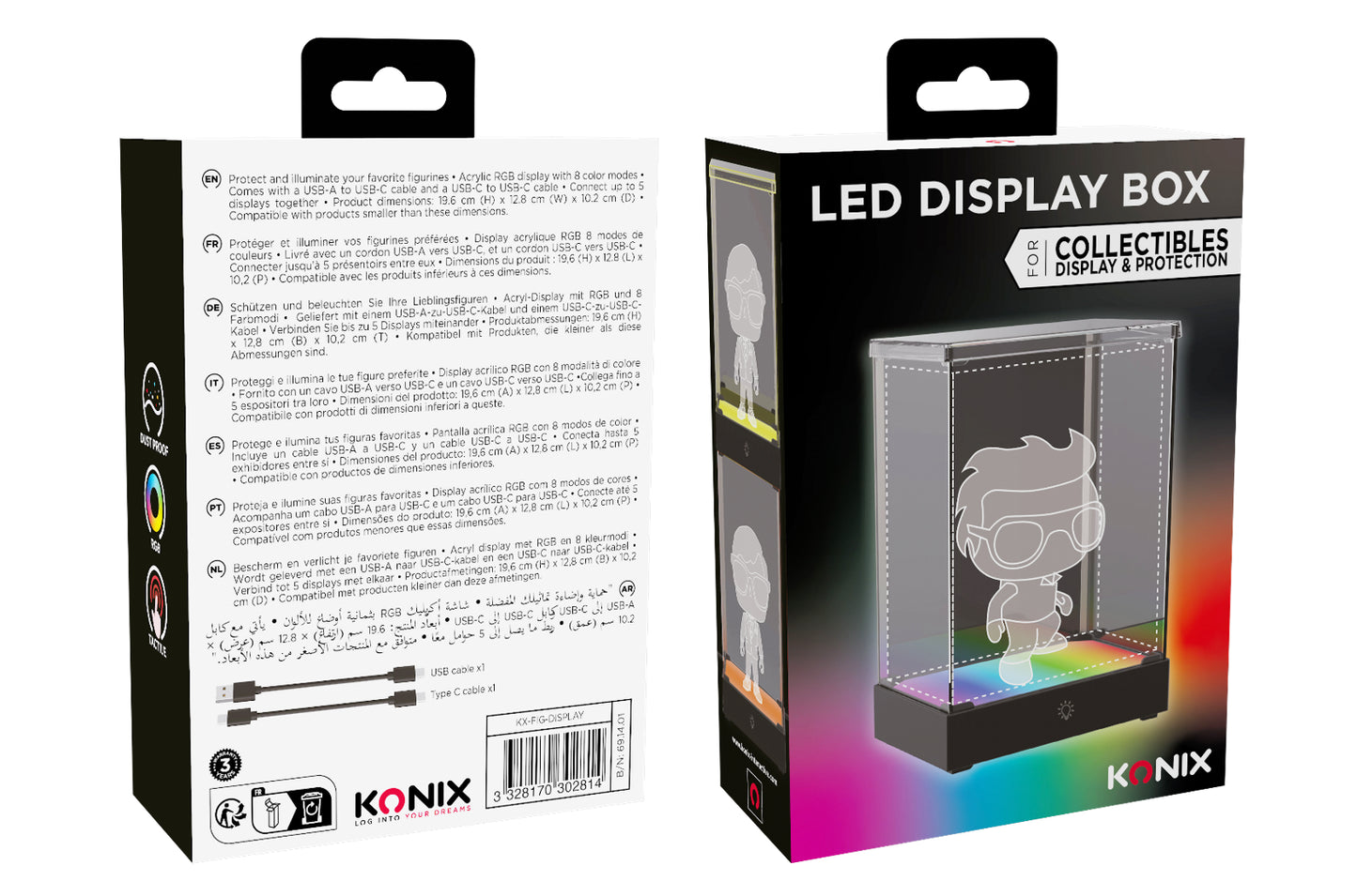 LED DISPLAY BOX - Vitrine en Acrilyc Lumineuse - 8 Modes d'éclairage