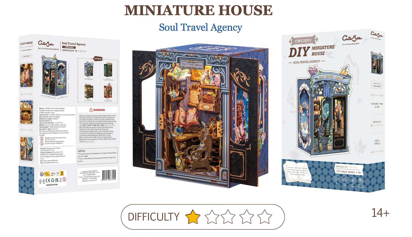 MINIATURE HOUSE - DIY -Agence de Voyages de l'Âme -97pc +Eclairage LED