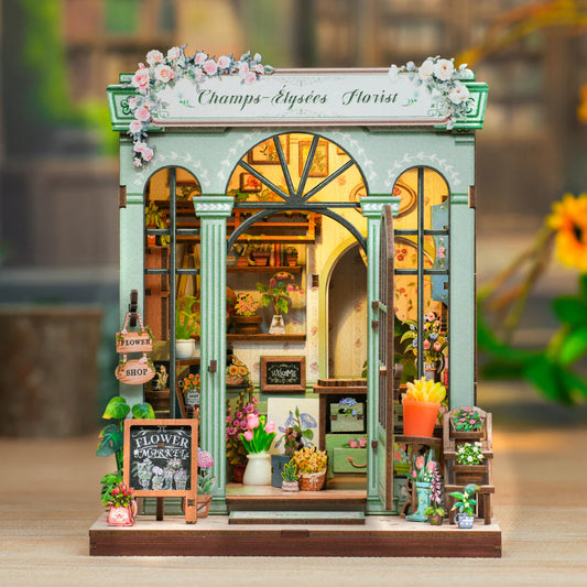 MINIATURE HOUSE - DIY -Fleuriste Champs-Elysées -199pc + Eclairage LED