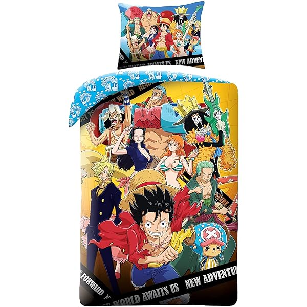 ONE PIECE - PARURE DE LIT EN MICROFIBRE LUFFY ET SON ÉQUIPAGE II (200X140CM + 63X63CM)