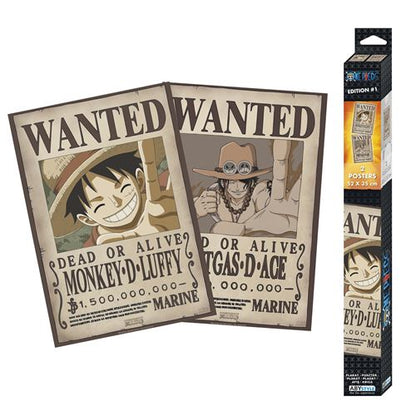 ABYstyle - One Piece - Set 2 Chibi Posters - Wanted Luffy &amp; Ace (52x35)