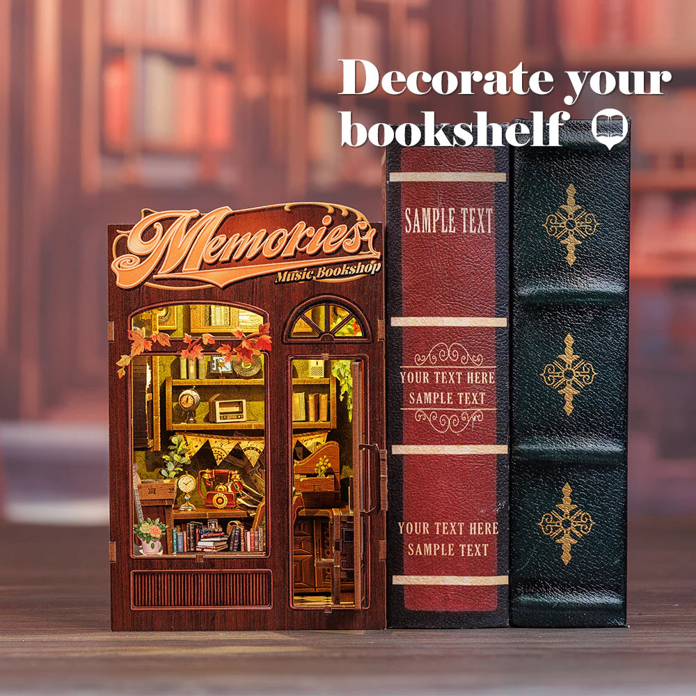 BOOK NOOK KIT - DIY- Libraire Musicale Memories - 136pc +Eclairage LED