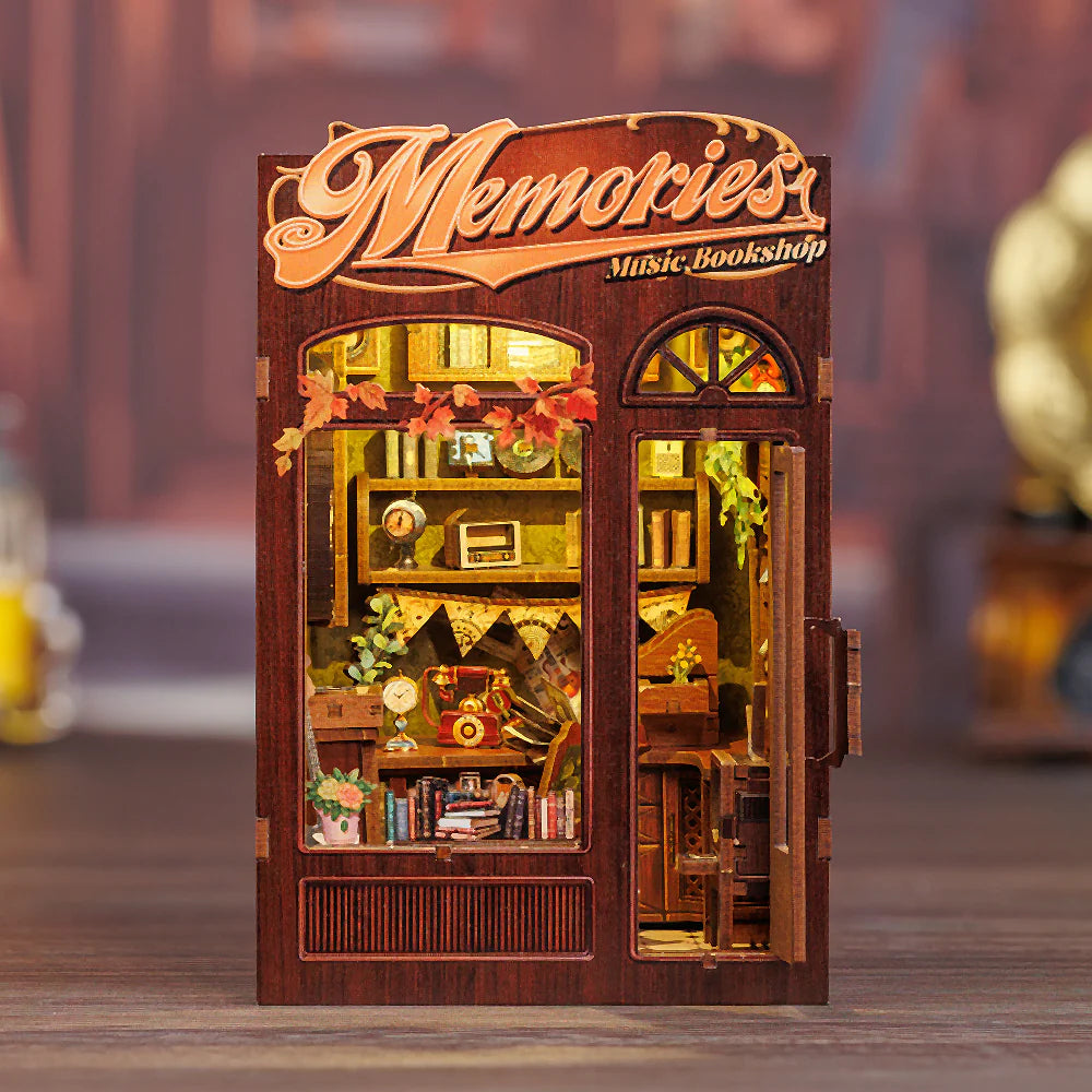 BOOK NOOK KIT - DIY- Libraire Musicale Memories - 136pc +Eclairage LED