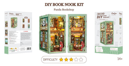 BOOK NOOK KIT - DIY - Librairie Panda - 244pc + Eclairage LED