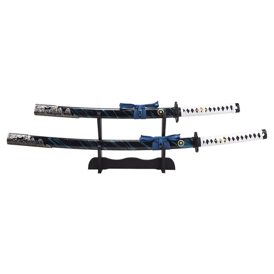 ENSEMBLE DE KATANA ORNEMENTAL BLEU SAKAI DE JIN  GHOST OF TSUSHIMA