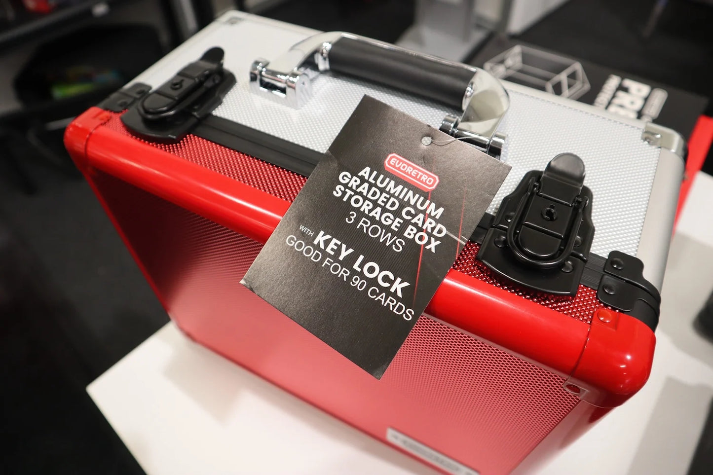 EVORETRO - Graded Card Storage Box Red and Silver for 90 Cards