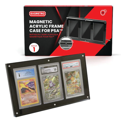 EVORETRO - Magnetic Acrylic Frame 3 Slot For PSA Graded Card PRECO > 21/12
