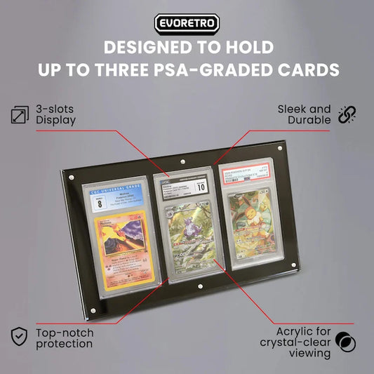 EVORETRO - Magnetic Acrylic Frame 3 Slot For PSA Graded Card PRECO > 21/12