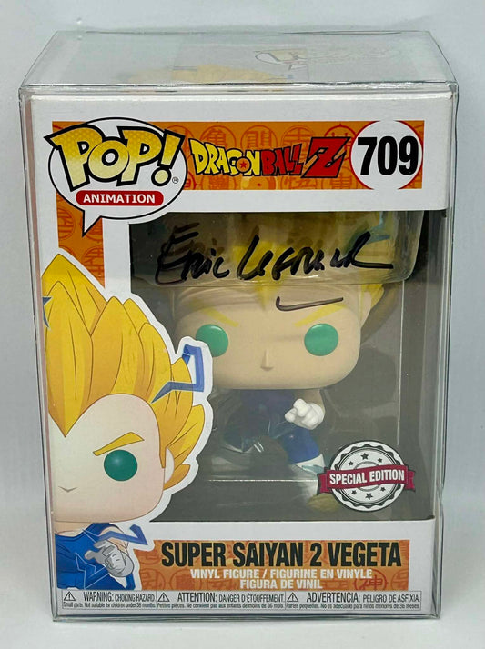 Figurine Pop Dragon Ball Z #709 Super Saiyan 2 Vegeta signée Eric Legrand + Protector