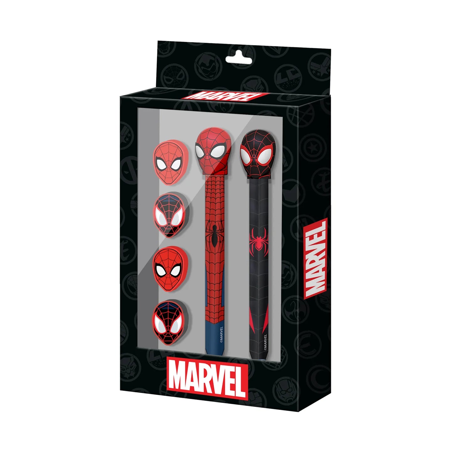 SPIDER-MAN - Set de 2 Crayons + 4 Gommes