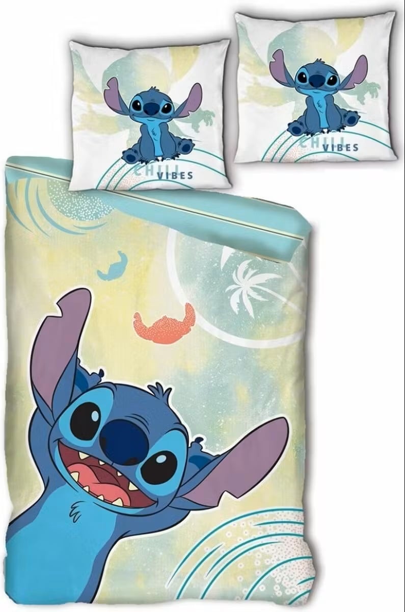 LILO AND STITCH - CHILL VIBES 100% KATOEN DEKBEDOVERTREK (140X200CM + 65X65CM)