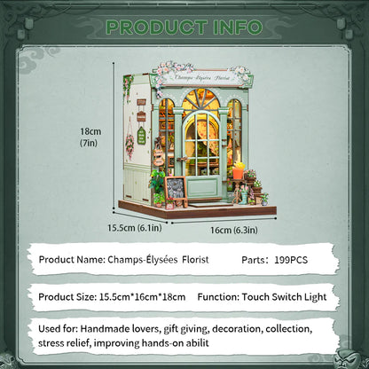 MINIATURE HOUSE - DIY -Fleuriste Champs-Elysées -199pc + Eclairage LED