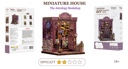 MINIATURE HOUSE - DIY - Librairie Astrologie - 155pc + Eclairage LED