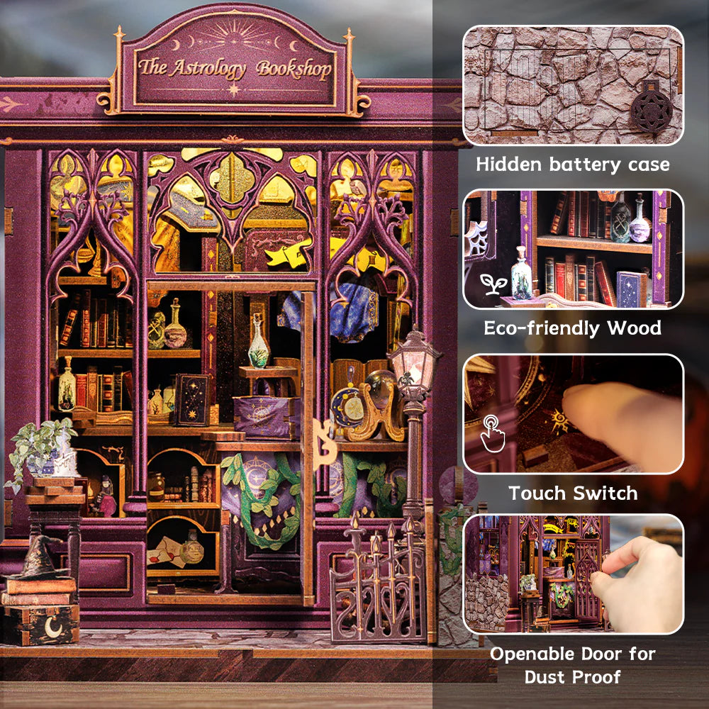 MINIATURE HOUSE - DIY - Librairie Astrologie - 155pc + Eclairage LED