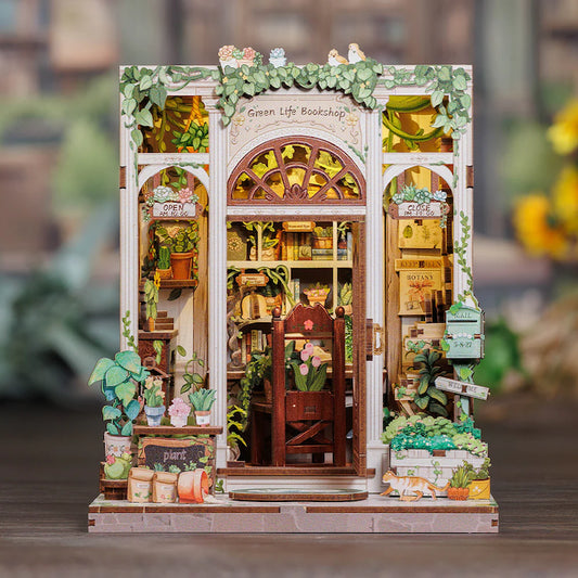 MINIATURE HOUSE - DIY - Librairie Vie Verte - 196pc + Eclairage LED