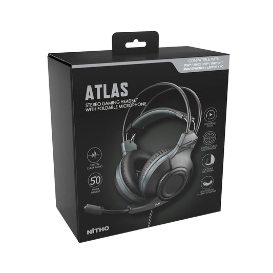 Nitho - Casque de jeu stéréo filaire Atlas 7.1 Noir pour PC, PS4/PS5, Xbox One, Xbox Series S|X, Nintendo Switch