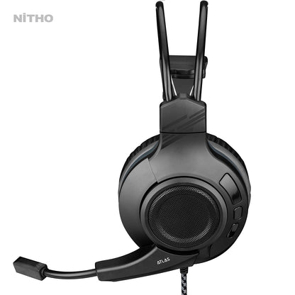 Nitho - Casque de jeu stéréo filaire Atlas 7.1 Noir pour PC, PS4/PS5, Xbox One, Xbox Series S|X, Nintendo Switch