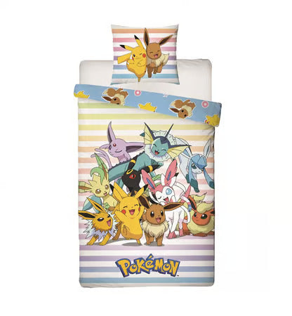 POKÉMON - PIKACHU AND EVOLI MICROFIBER BEDDING SET (200X140CM + 63X63CM)