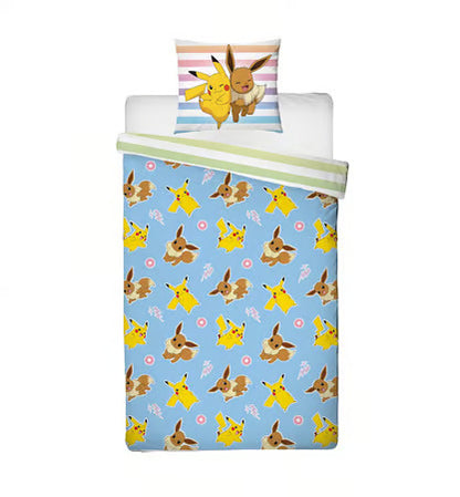 POKÉMON - PIKACHU AND EVOLI MICROFIBER BEDDING SET (200X140CM + 63X63CM)