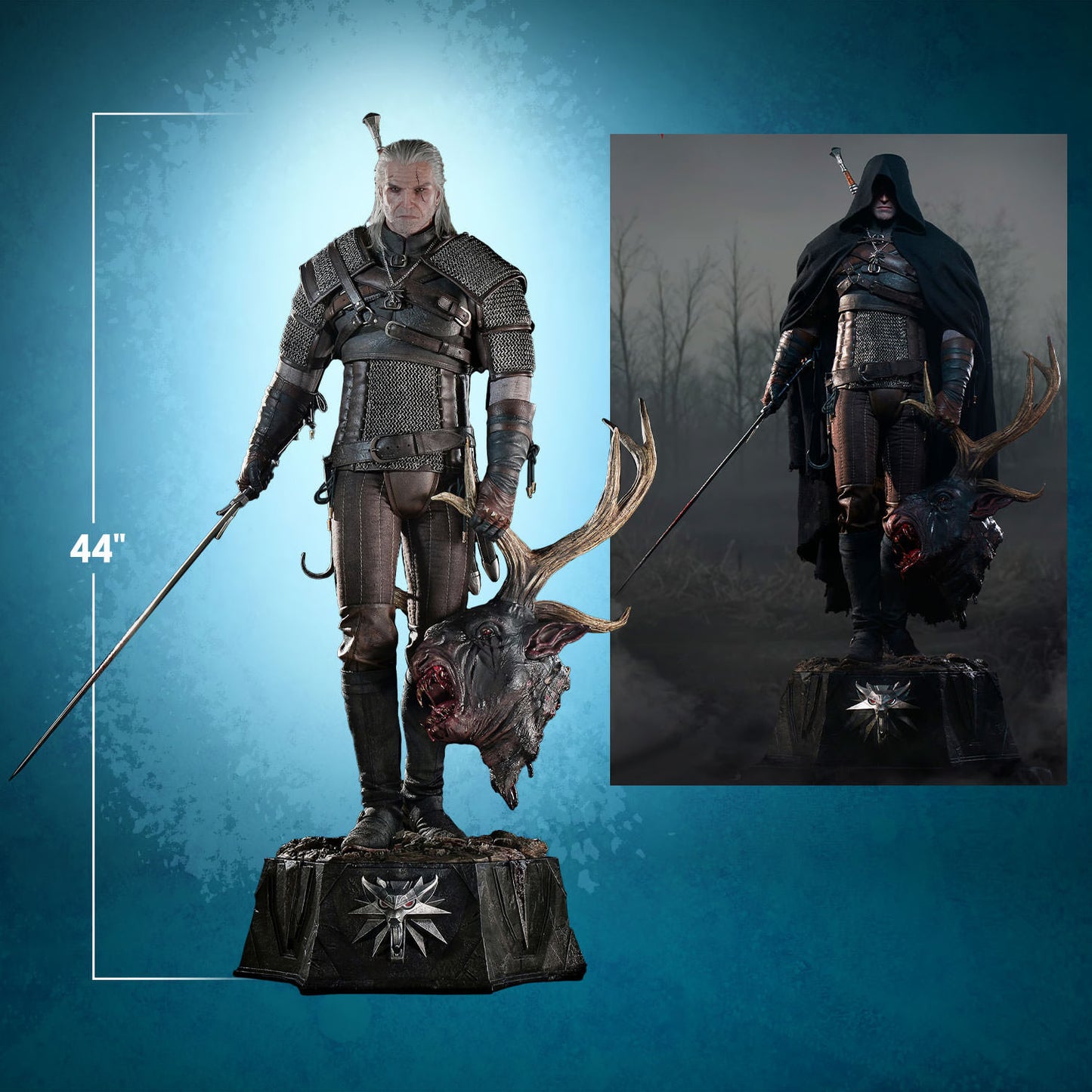 PureArts - 1:2 Scale Statues - Prestige Line - The Witcher 3 - Wild Hunt - Geralt de Riv Statue 110cm