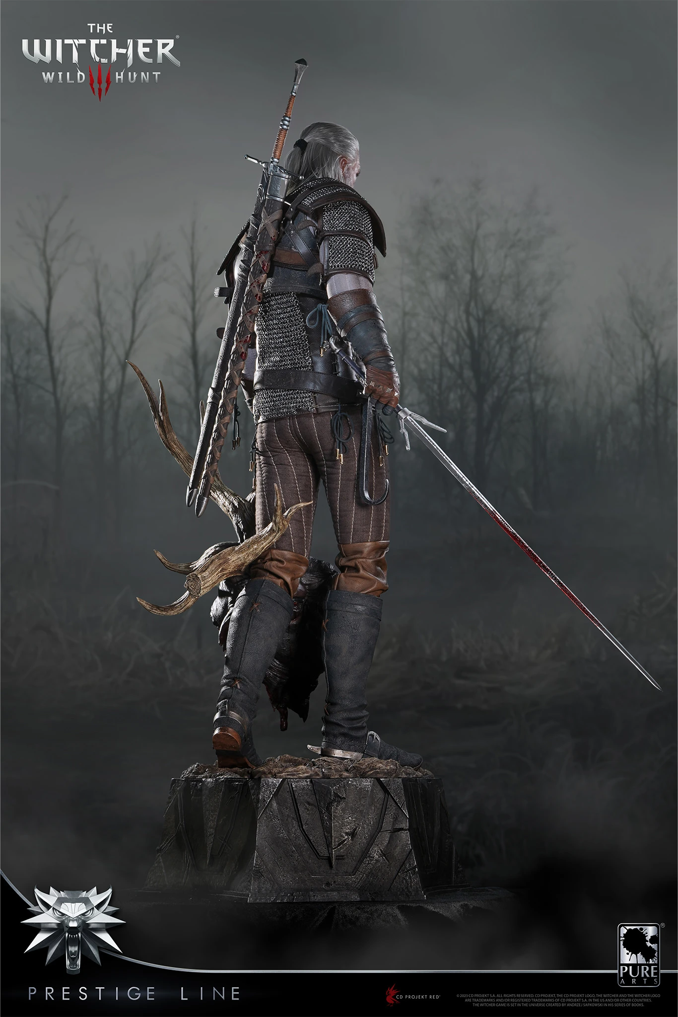 PureArts - 1:2 Scale Statues - Prestige Line - The Witcher 3 - Wild Hunt - Geralt de Riv Statue 110cm