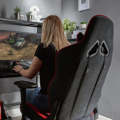 X ROCKER - CHAISE DE JEU ESPORT SIENA AVEC RÉGLAGE CONFORTABLE ET FINITION EN TISSU NOIRE-ROUGE