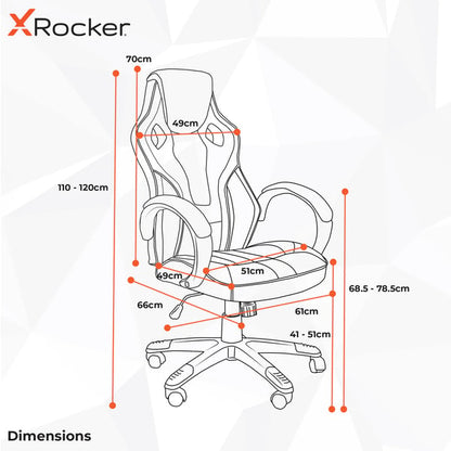 X ROCKER - SIÈGE DE BUREAU MAVERICK RÉGLABLE EN HAUTEUR BLANC ET ROUGE AVEC SUPPORT LOMBAIRE