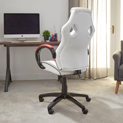 X ROCKER - SIÈGE DE BUREAU MAVERICK RÉGLABLE EN HAUTEUR BLANC ET ROUGE AVEC SUPPORT LOMBAIRE