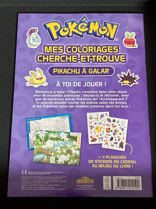 POKEMON - PIKACHU A GALAR - MES COLORIAGES CHERCHE-ET-TROUVE